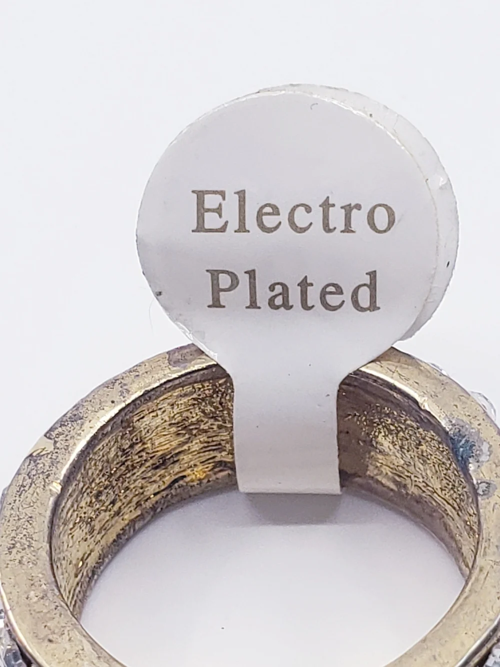 NWT Crystal Pave Wide Band Ring in Gold Tone Electro Plated Sz 8.5